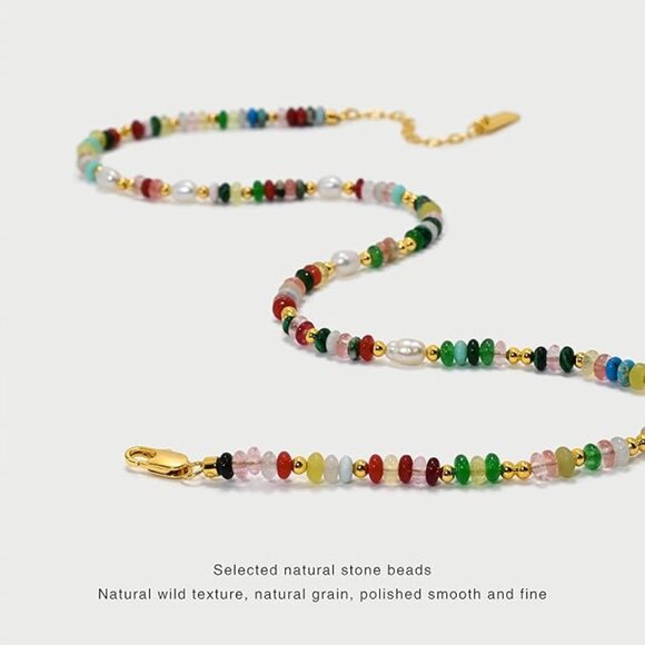 CAFFTI Beaded Necklace for Women 18K Gold Plated. - Picture 3 of 10